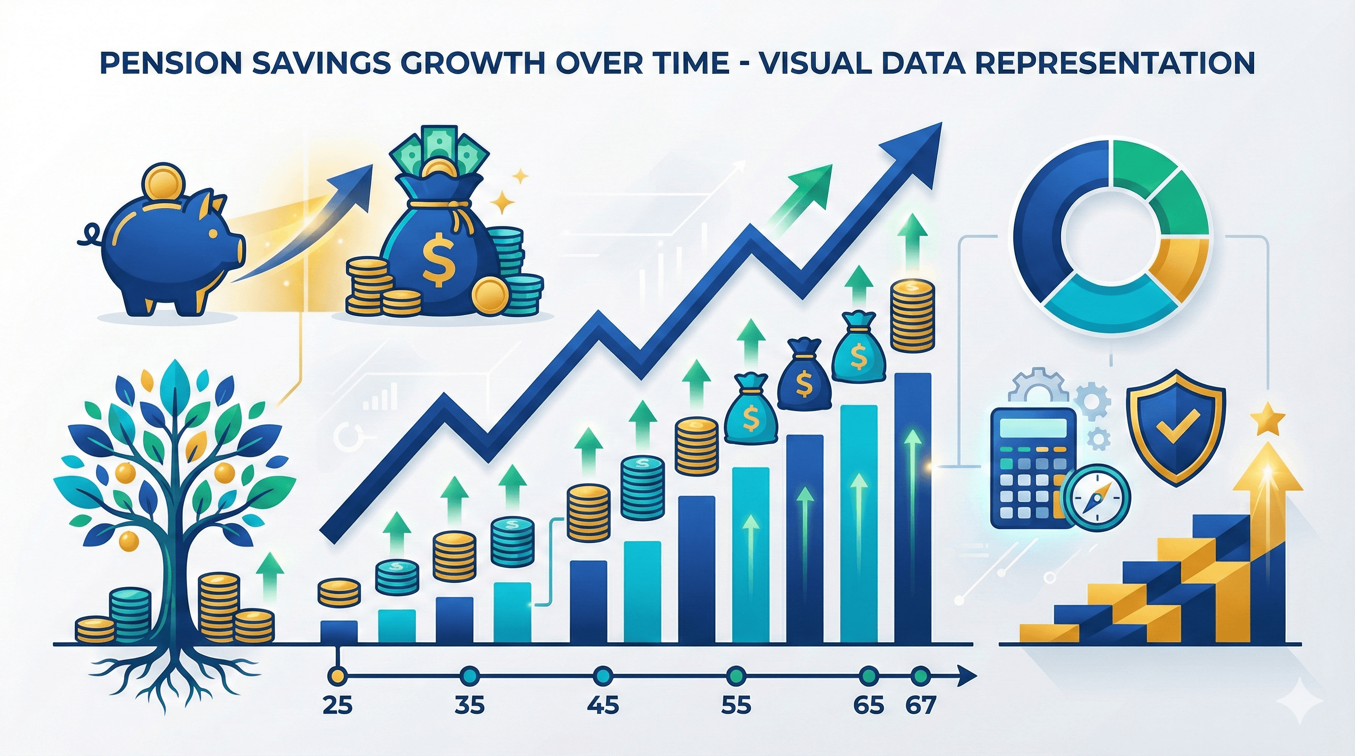 גרפים וצמיחה פנסיונית לאורך זמן